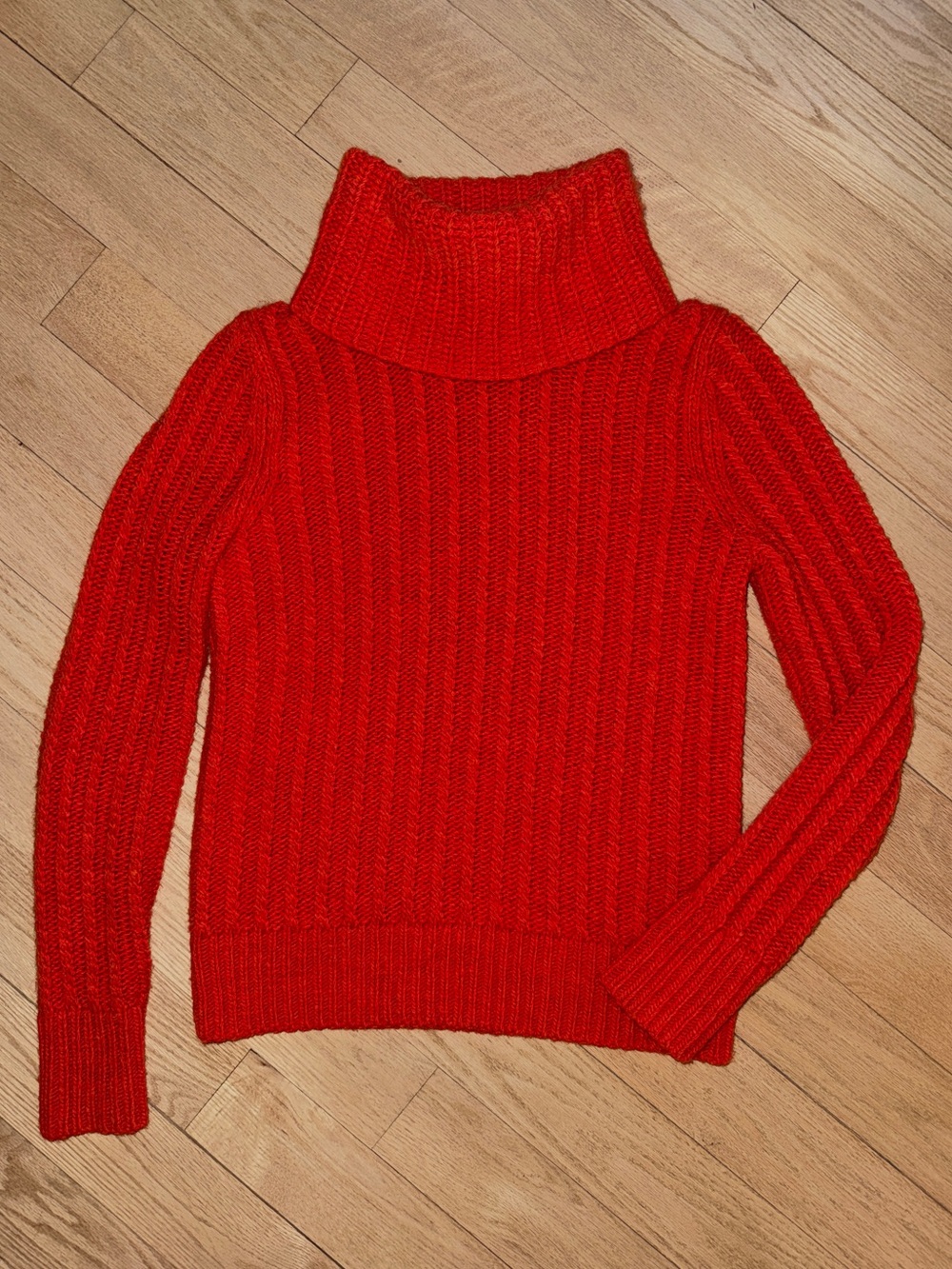 Banana Republic Red/Orange Ribbed Turtleneck Sweater Wool/Alpaca Knit Small